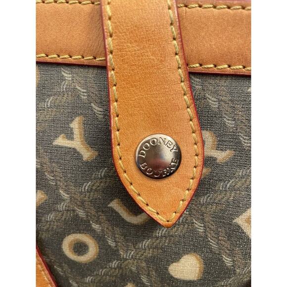 Dooney & Bourke Logo Medium Shoulder Bag Black/Beige EUC Crossword Bucket Bag - Picture 2 of 15